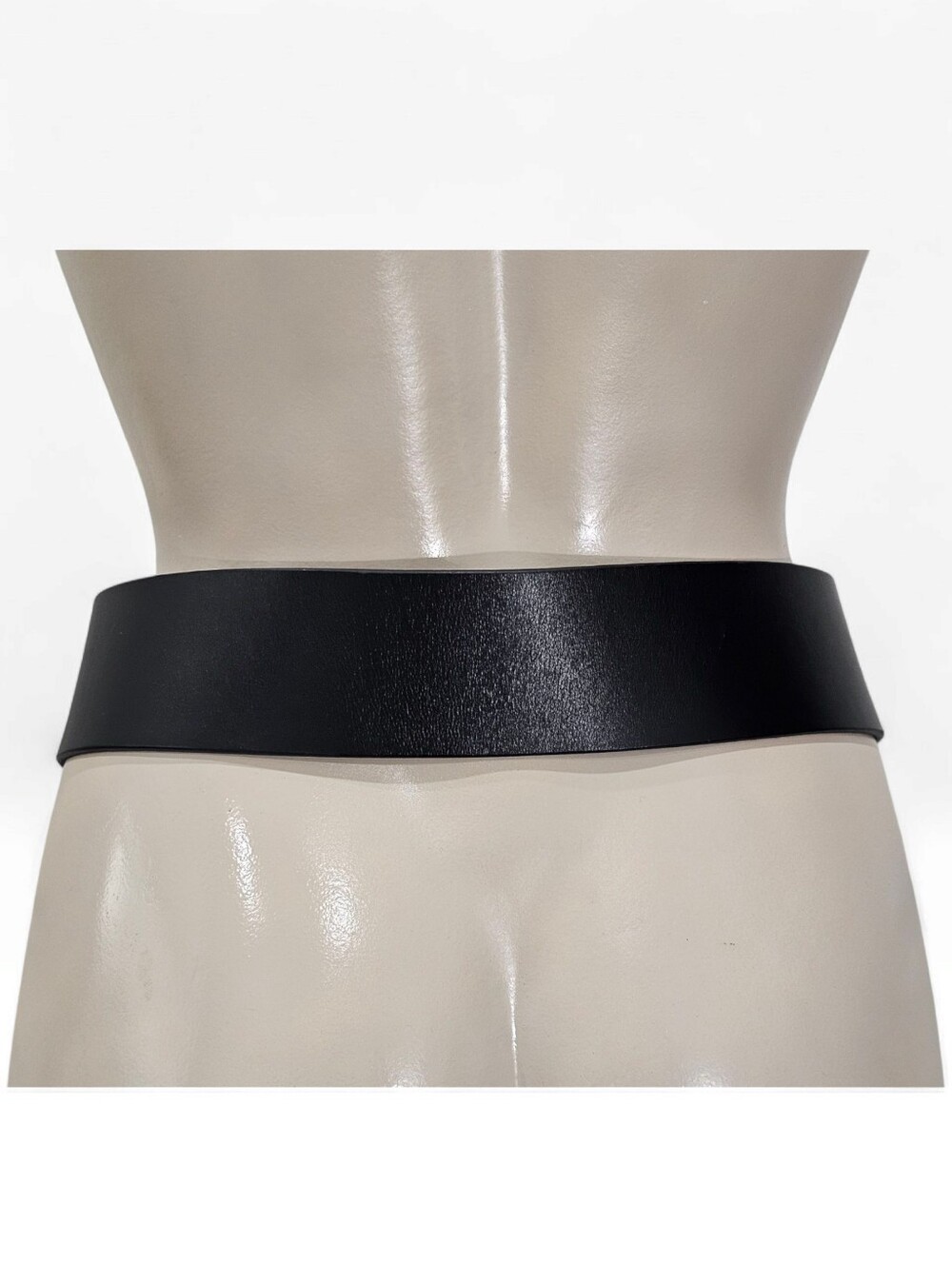 ANTHROPOLOGIE Women Black Leather 2-1/4" Wide Circle Buckle Belt XS/S - Picture 4 of 7